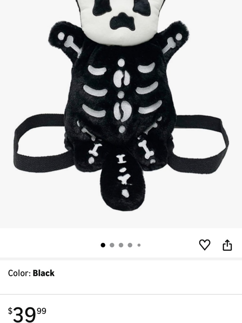 Skeleton Cat Plush Backpack - Picture 4 of 4